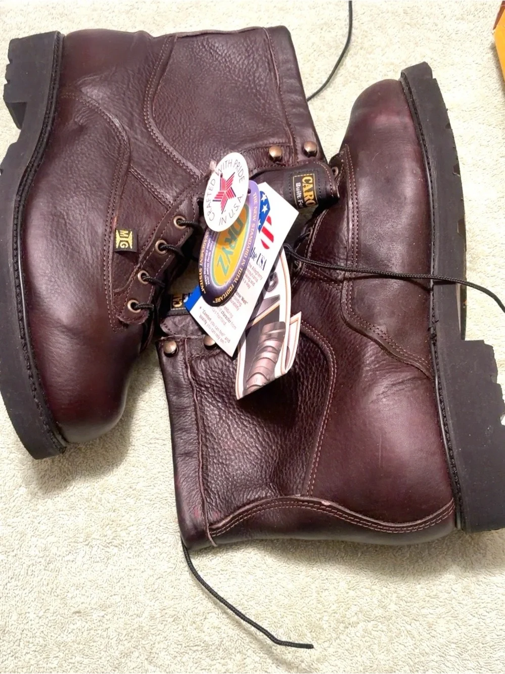 Carolina CA604 Work Boots Size 13 EE Wide USA Made Met Guard Leather NOS